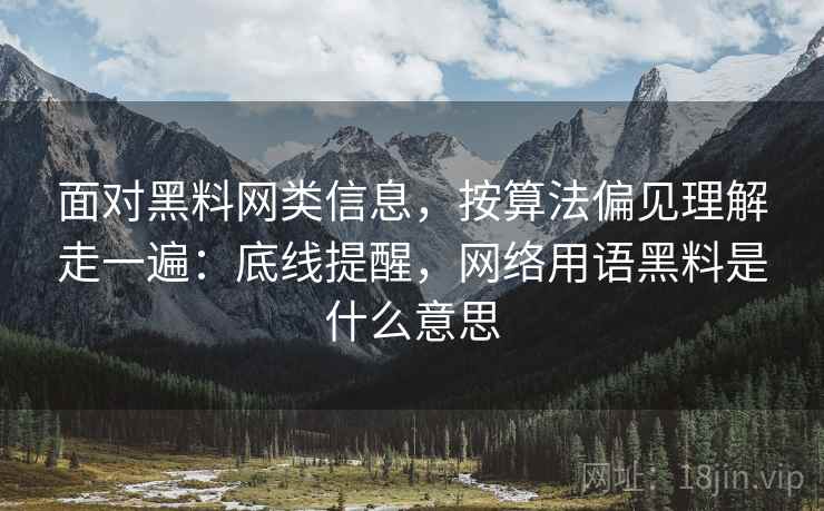 面对黑料网类信息，按算法偏见理解走一遍：底线提醒，网络用语黑料是什么意思